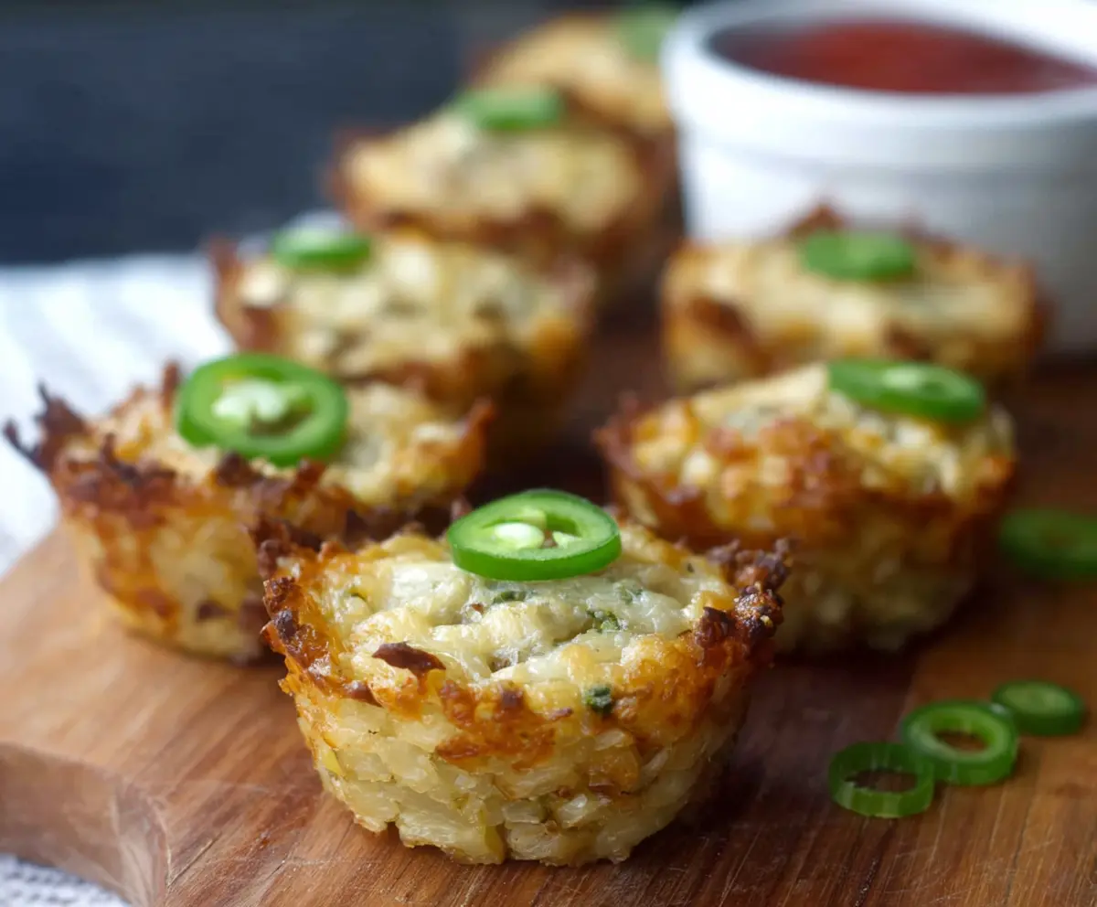 Delicious Jalapeno Popper Hash Brown Cups filled with cheesy, spicy jalapenos and crispy hash browns.