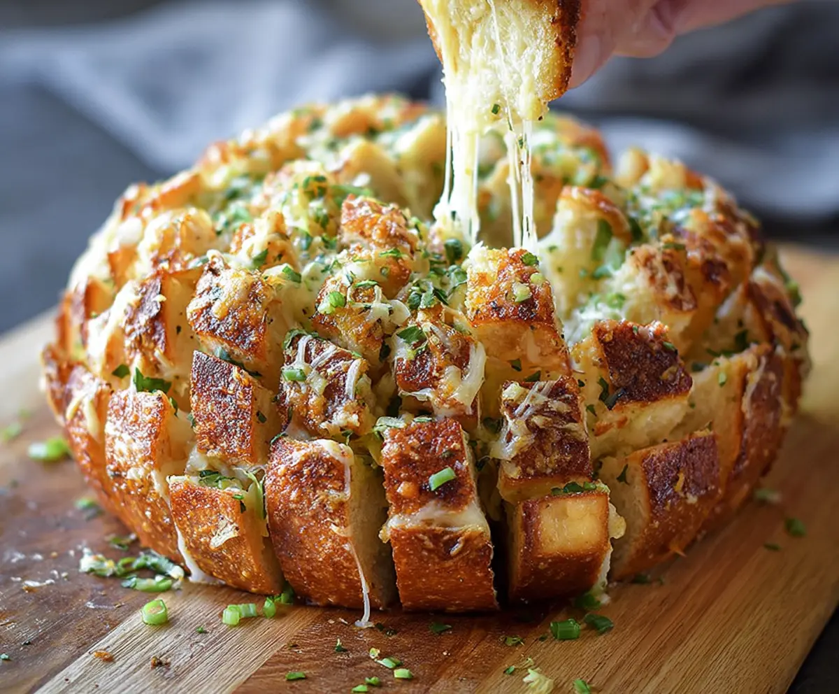 Delicious Bloomin Onion Parmesan Bread with melted cheese and crispy edges, perfect as an appetizer.
