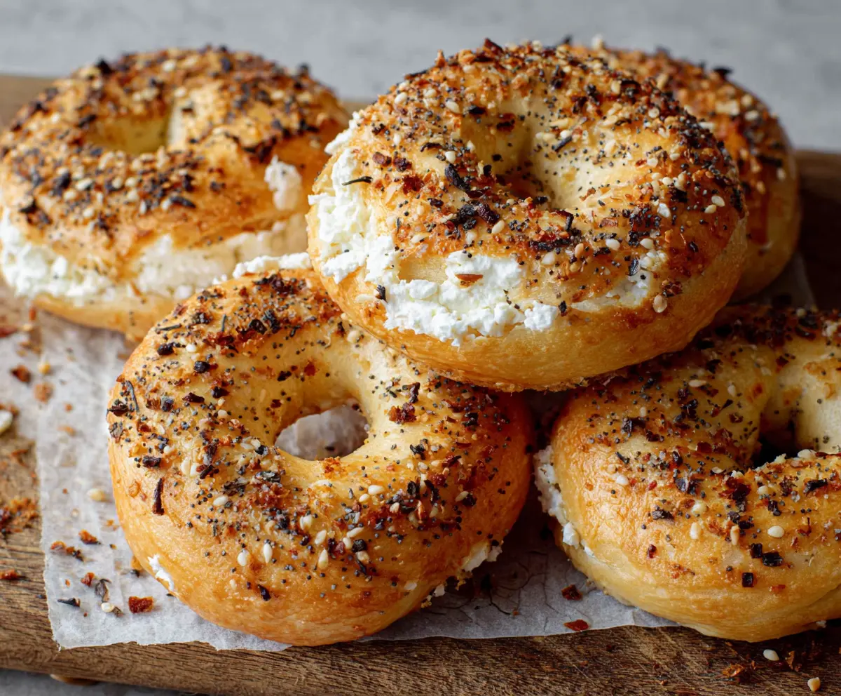 Creamy cottage cheese bagels fresh out of the oven, perfect for breakfast or a snack