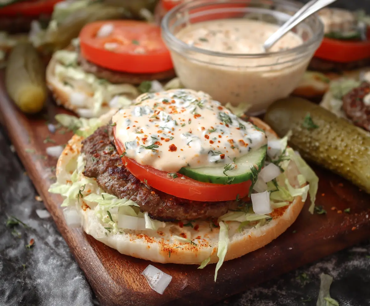 Creamy cottage cheese burger sauce in a bowl, perfect for sandwiches and burgers.