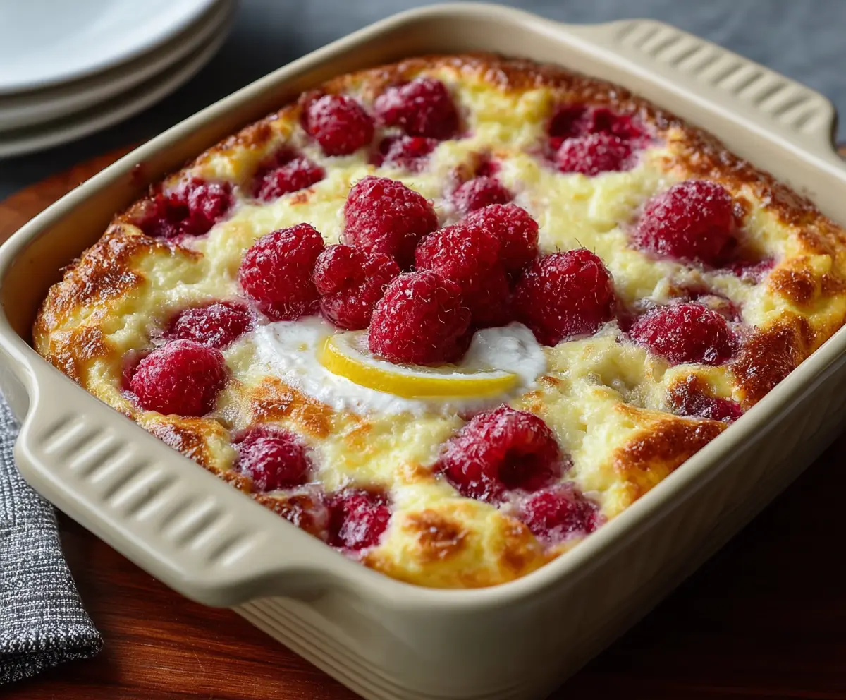 Delicious Lemon Raspberry Cottage Cheese Bake with fresh berries and citrus zest