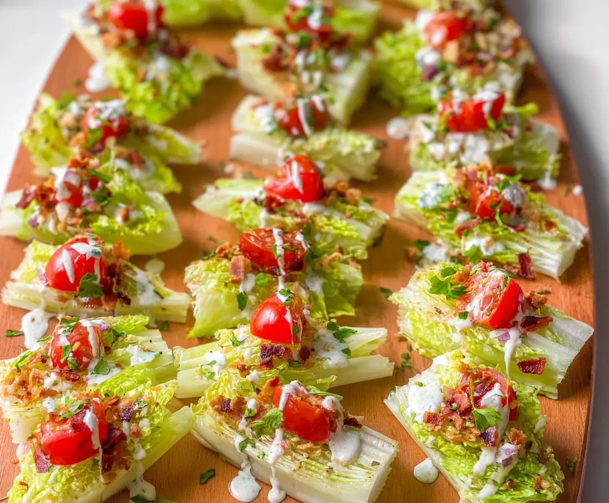 Delicious lettuce wedge bites with creamy dressing and fresh herbs