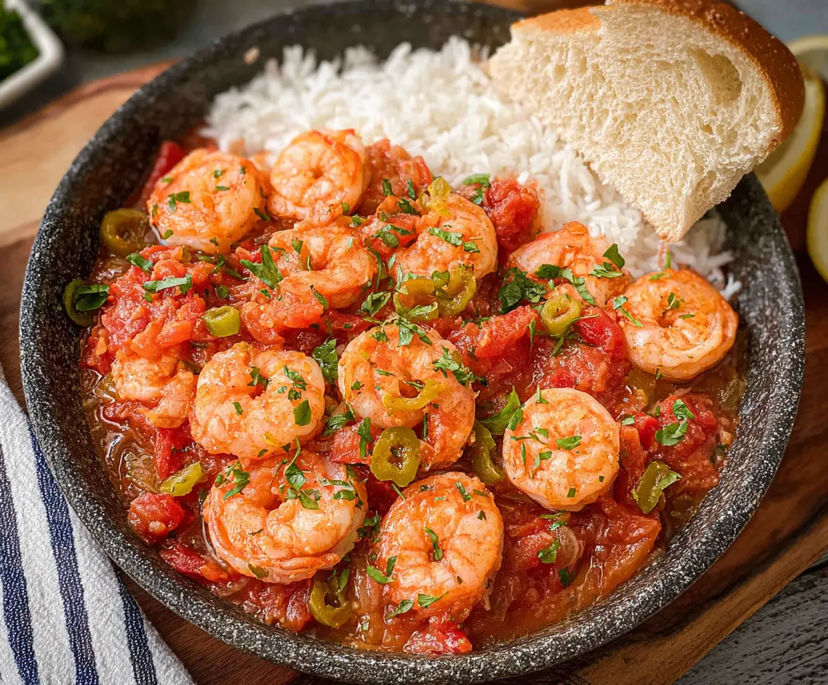 Delicious Louisiana Shrimp Creole served in a bowl with fresh herbs and vibrant colors.