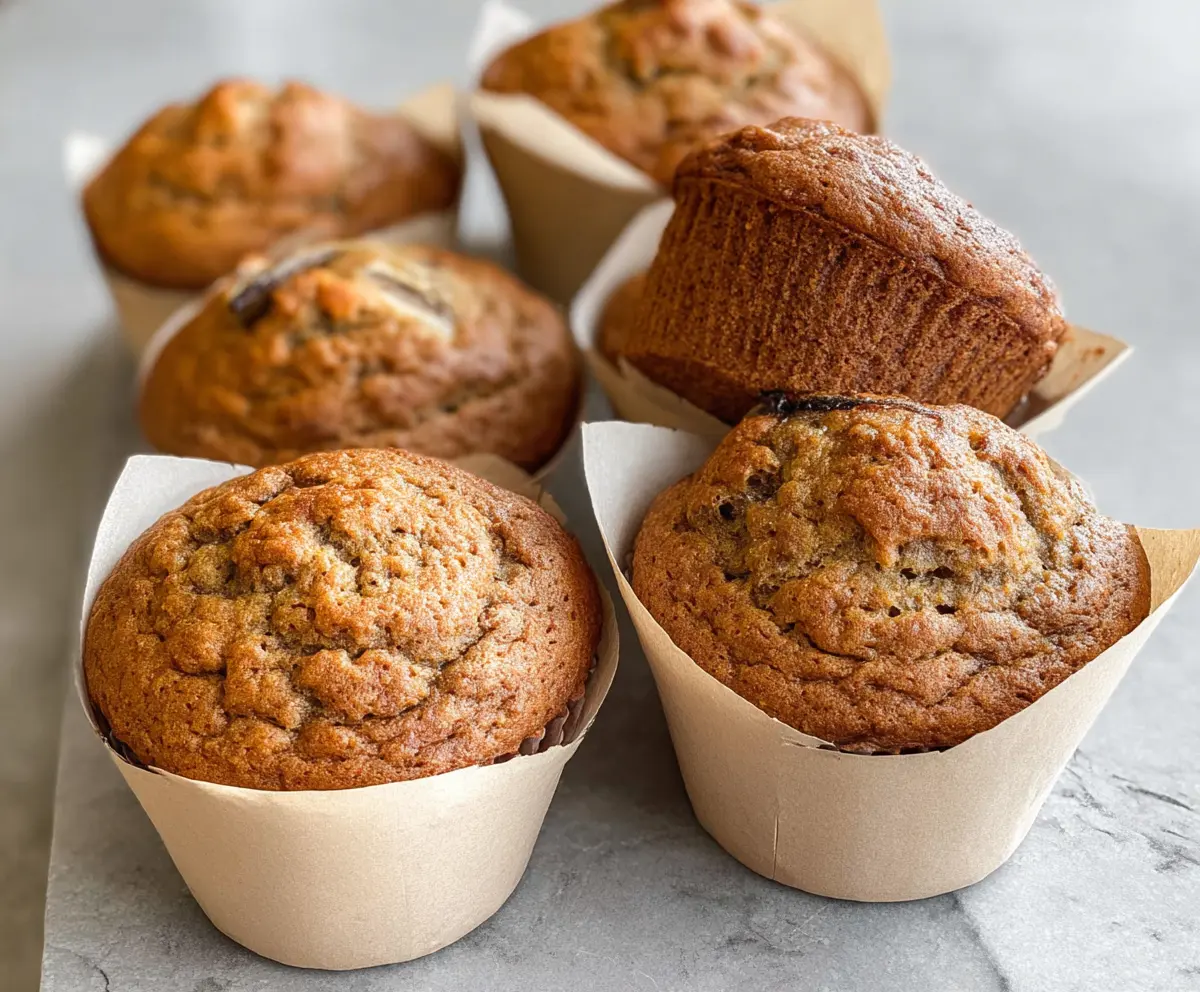 Delicious sourdough discard banana bread muffins fresh out of the oven, showcasing a golden brown crust and soft interior.