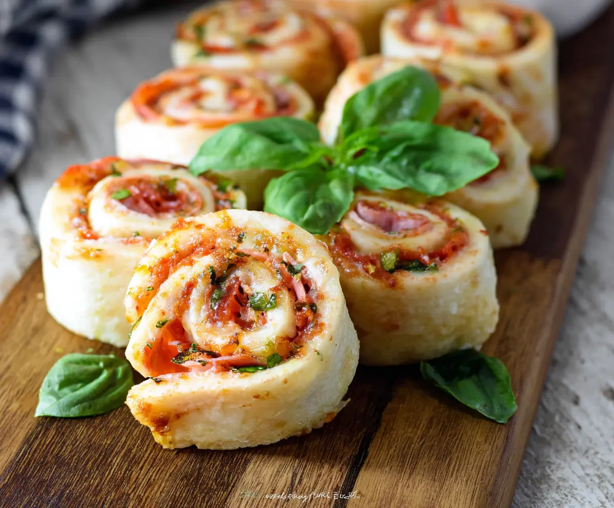 Delicious Zesty Italian Pinwheels with colorful ingredients on a white plate.
