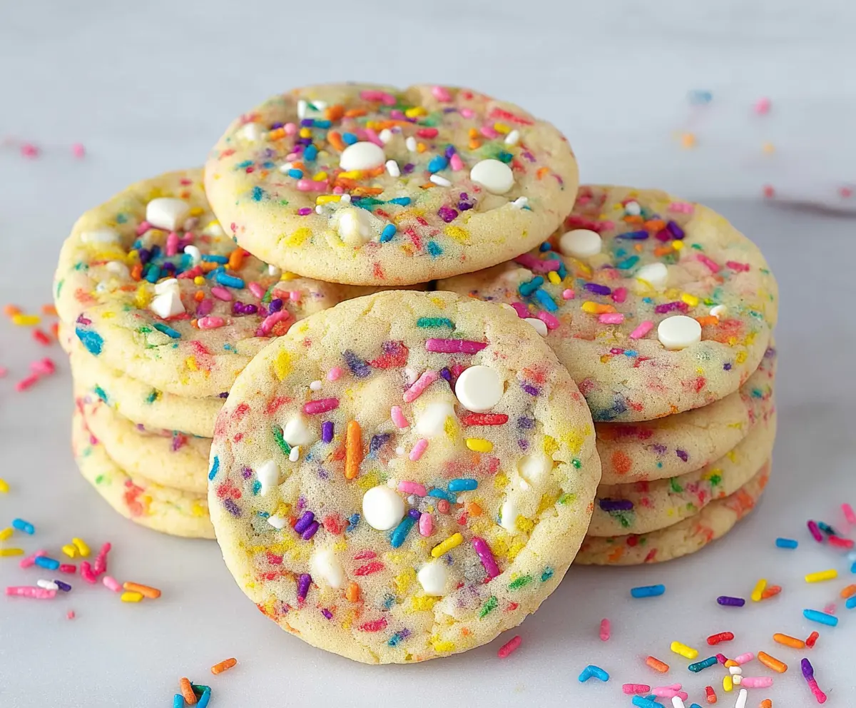 Colorful confetti cookies with vibrant sprinkles and sweet frosting, perfect for celebrations.