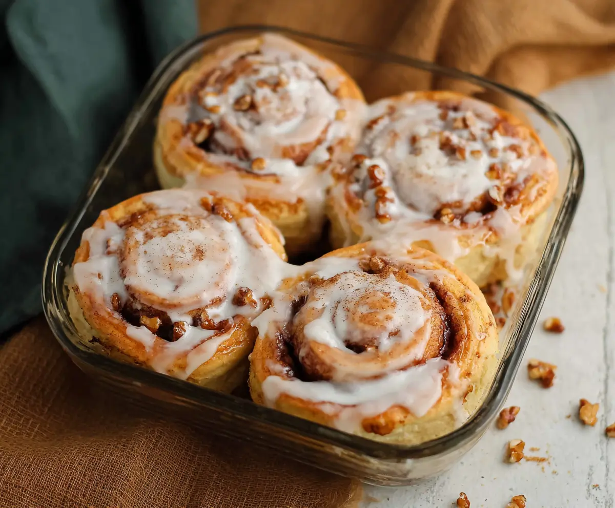 Delicious cottage cheese cinnamon rolls with soft, fluffy layers and a cinnamon sugar glaze.