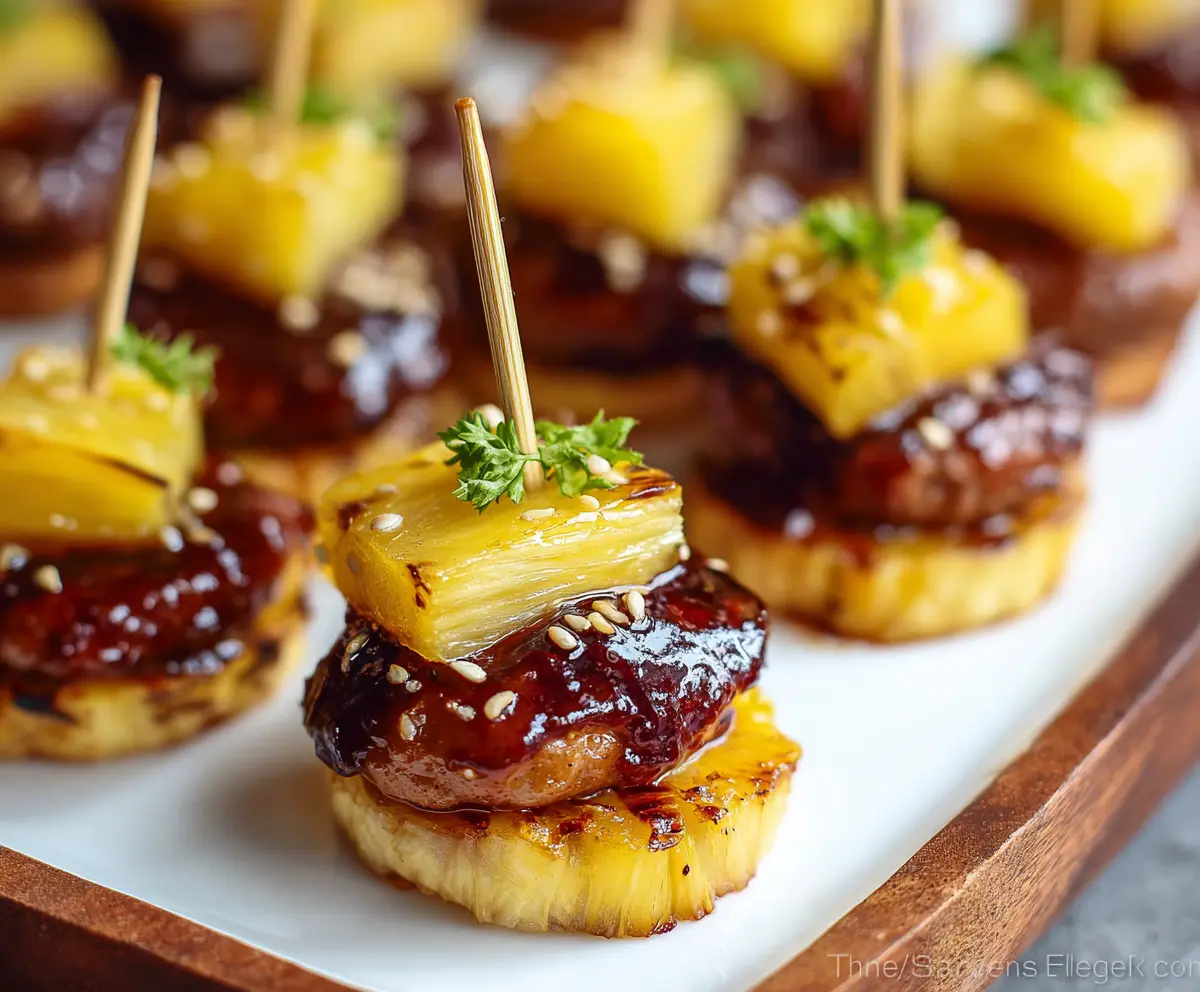 Delicious Sausage Pineapple Bites served as a perfect appetizer for parties.