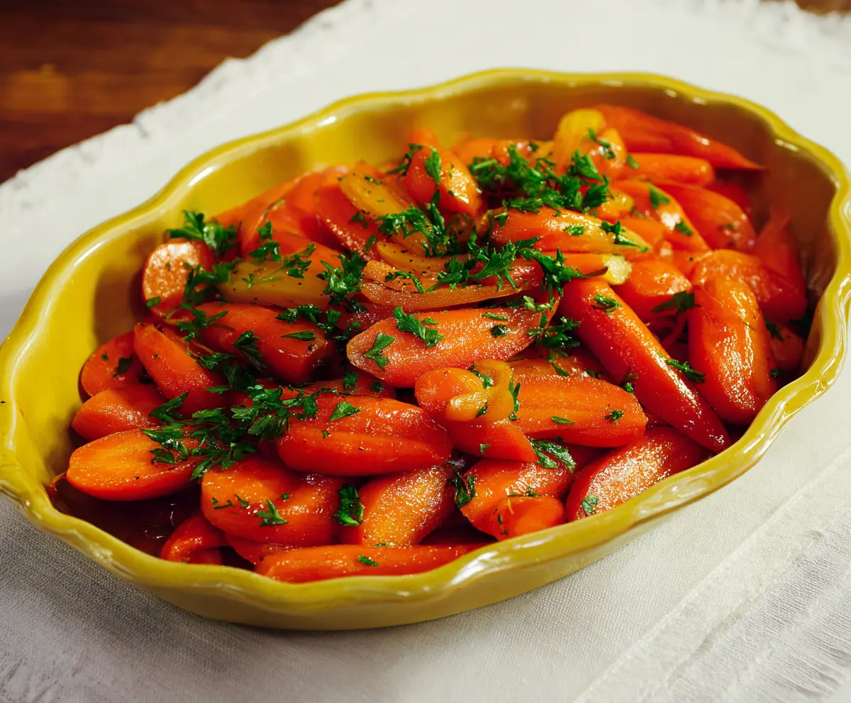 Sweet candied carrots glazed with sugar for a delicious dessert or side dish.