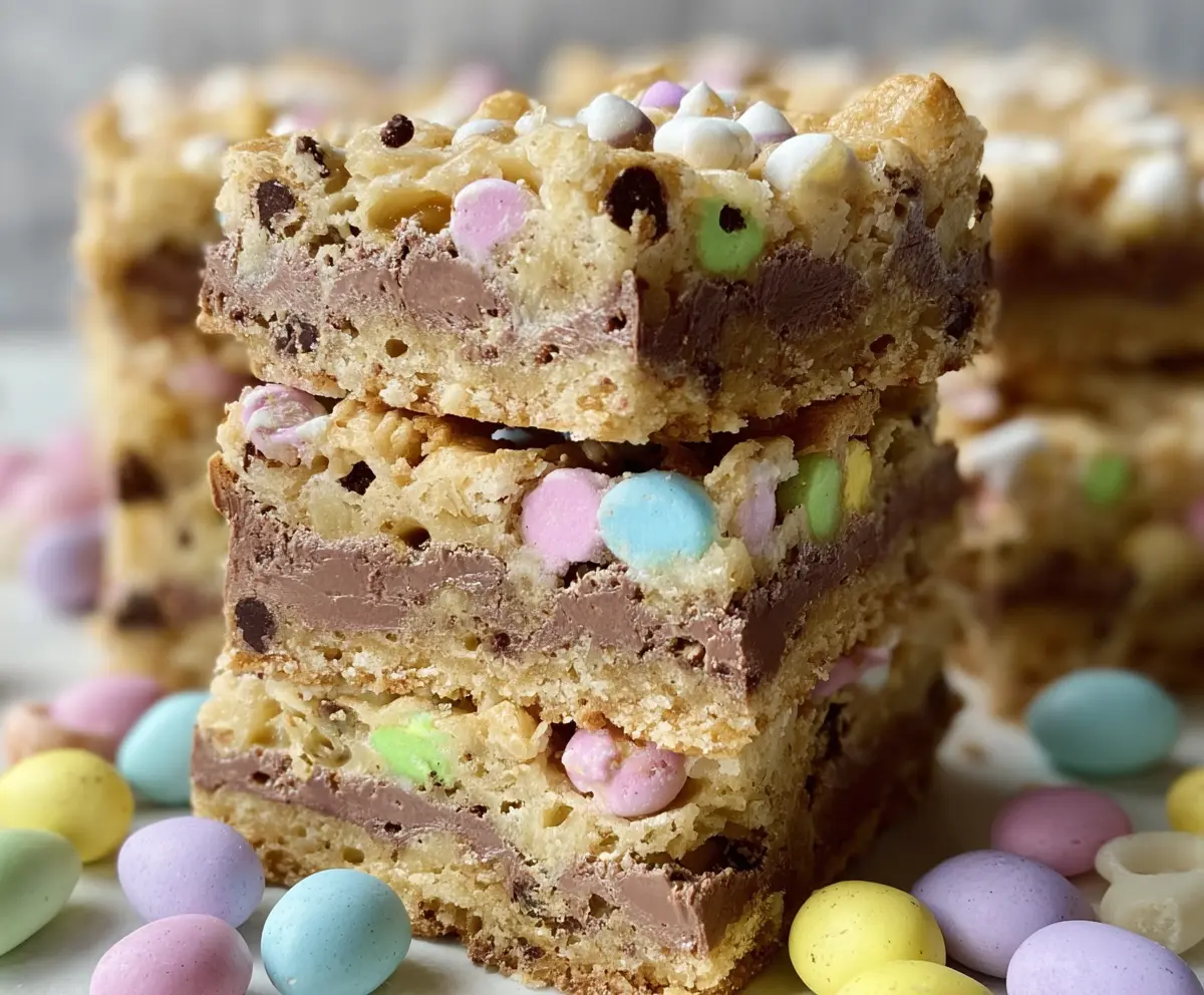 Delicious Easter Goody Bars with colorful candies and chocolate layers, perfect for holiday celebrations.