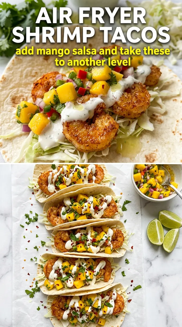 Air Fryer Shrimp Tacos, crisp shrimp, lime, cilantro