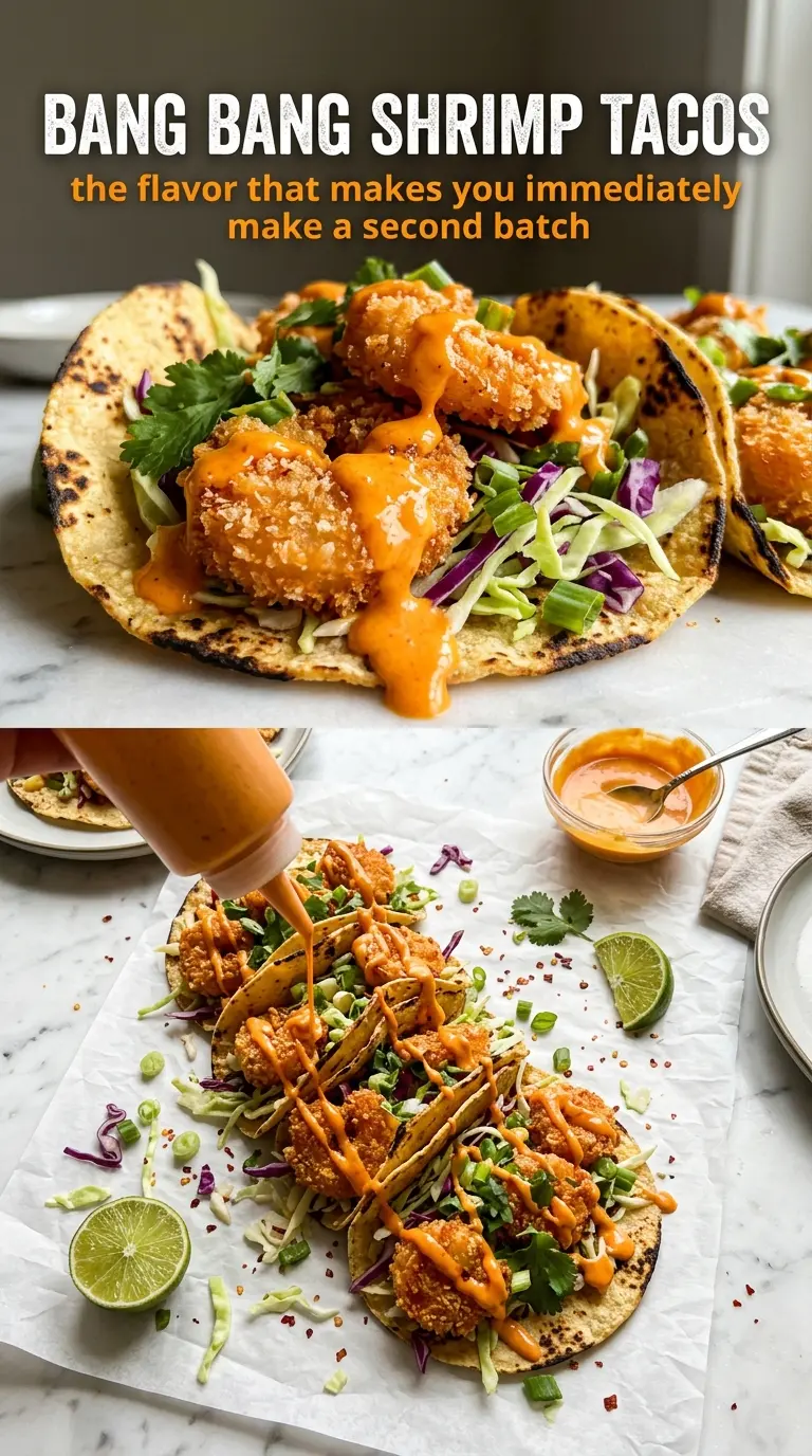 Bang Bang Shrimp Tacos crispy saucy fresh