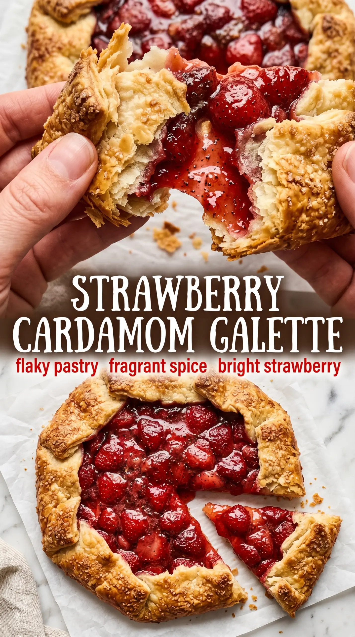 Strawberry Cardamom Galette rustic pastry, caramelized edges