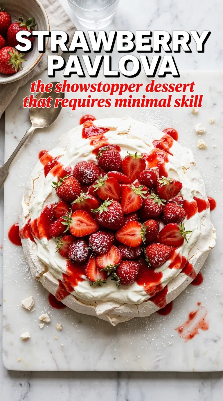 Strawberry Pavlova crisp meringue whipped cream strawberries