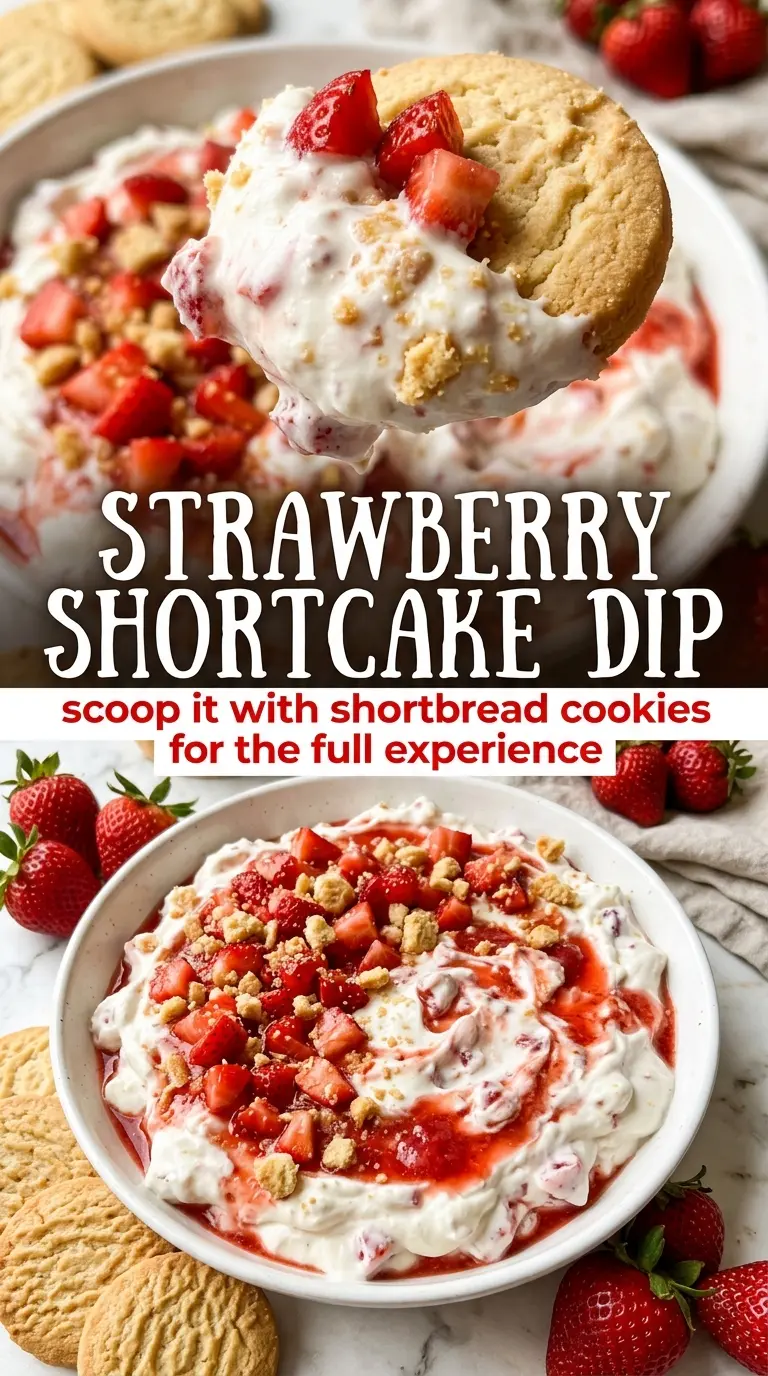 Strawberry Shortcake Dip fluffy strawberry creamy dessert