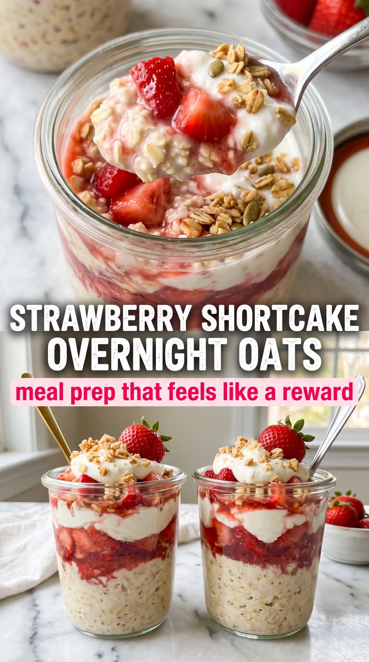 Strawberry Shortcake Overnight Oats creamy strawberry layered