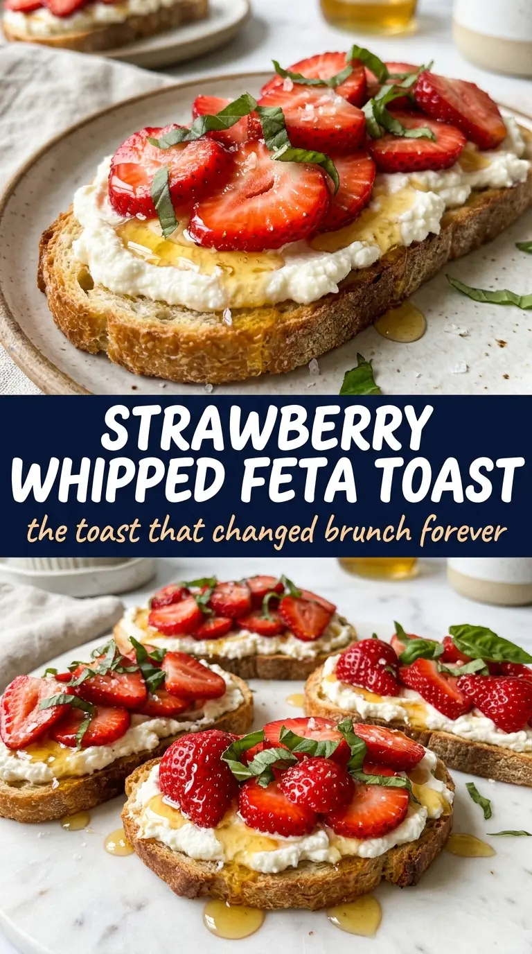 Strawberry Whipped Feta Toast creamy strawberries crisp
