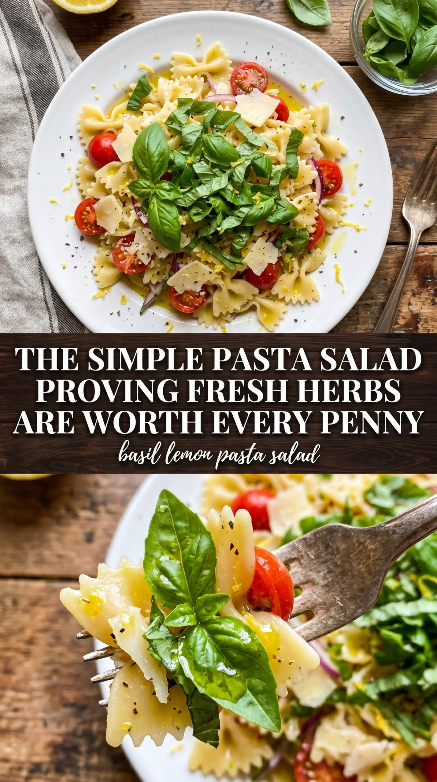 Basil Lemon Pasta Salad fresh lemon basil bright