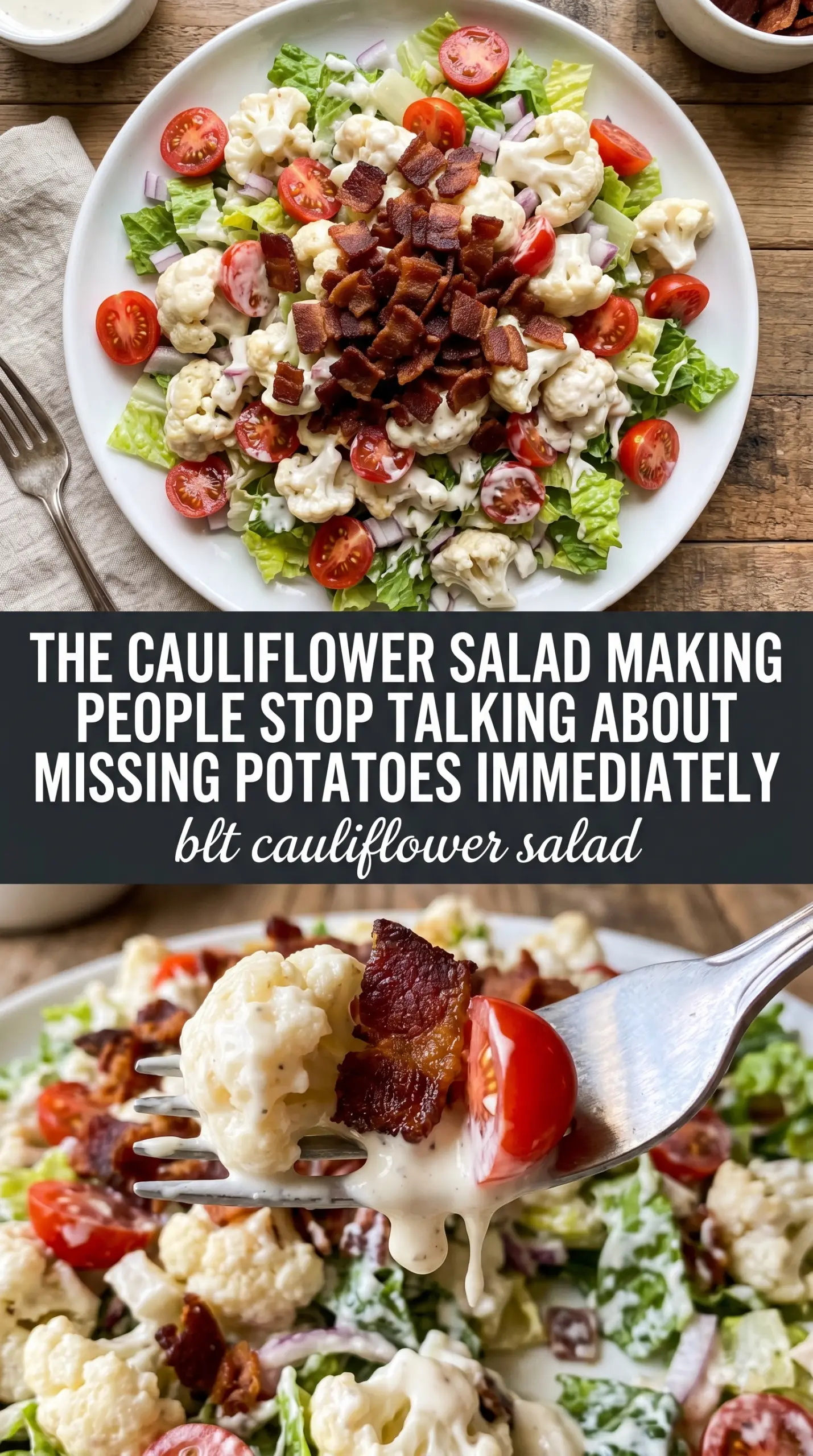 BLT Cauliflower Salad roasted bacon creamy