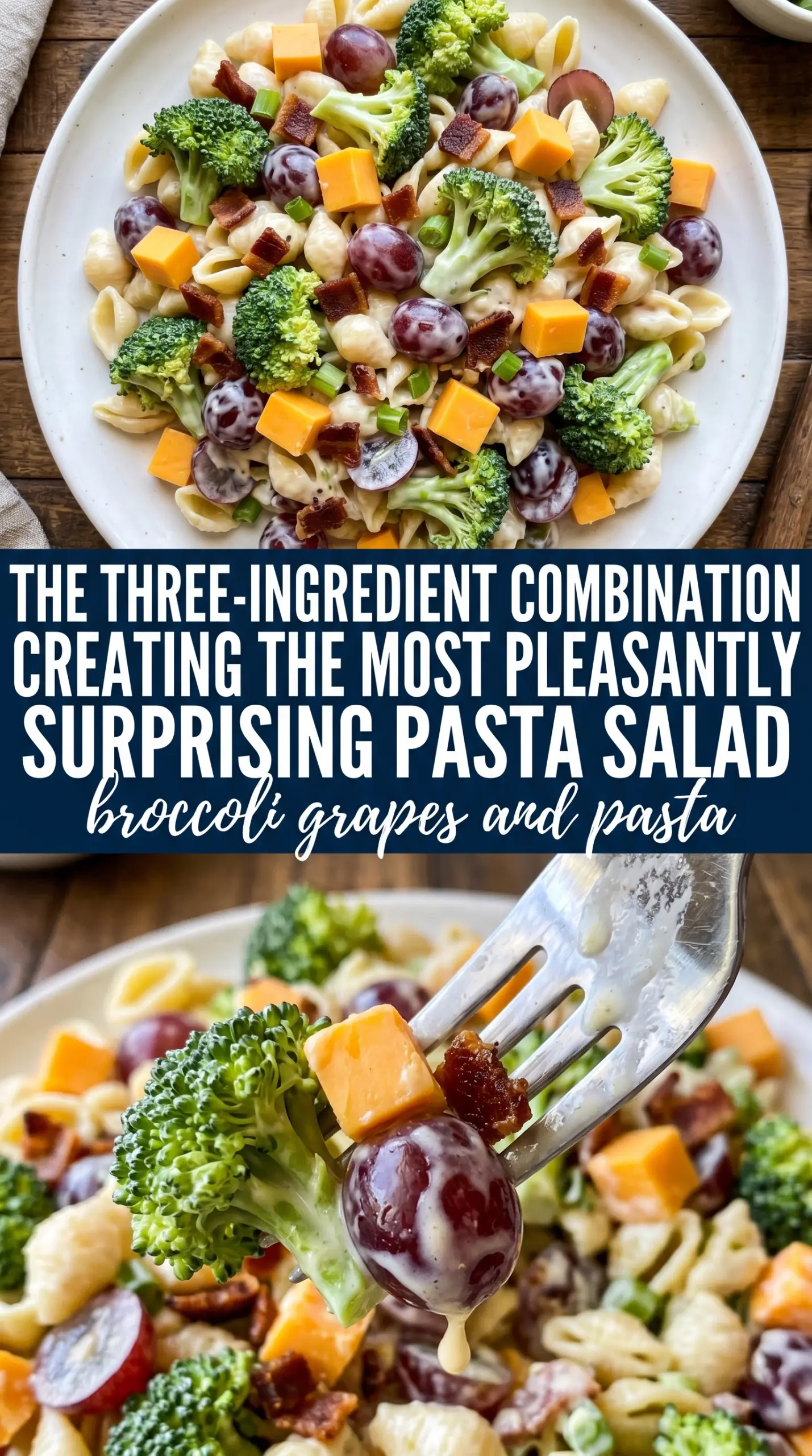 Broccoli, Grape, and Pasta Salad colorful creamy