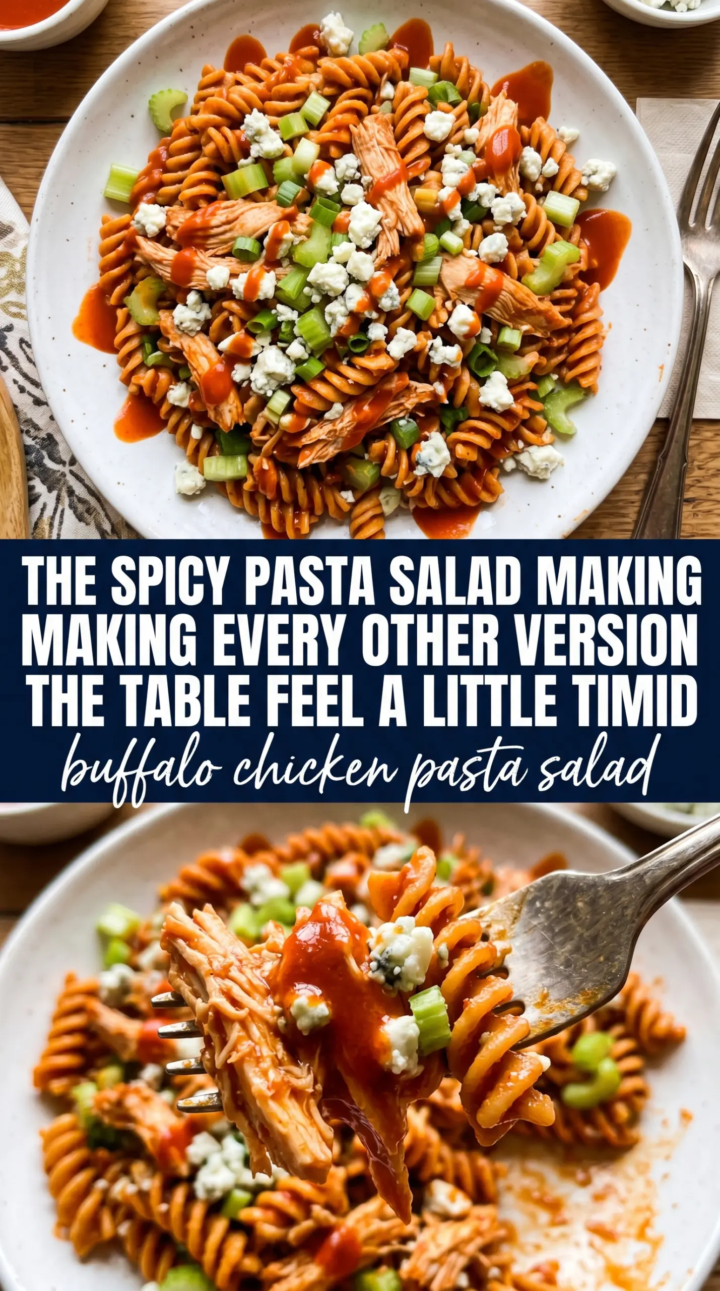 Buffalo Chicken Pasta Salad spicy creamy