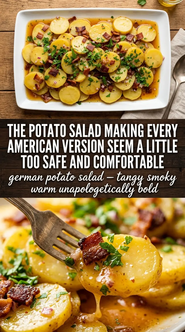 German Potato Salad with bacon tangy potatoes