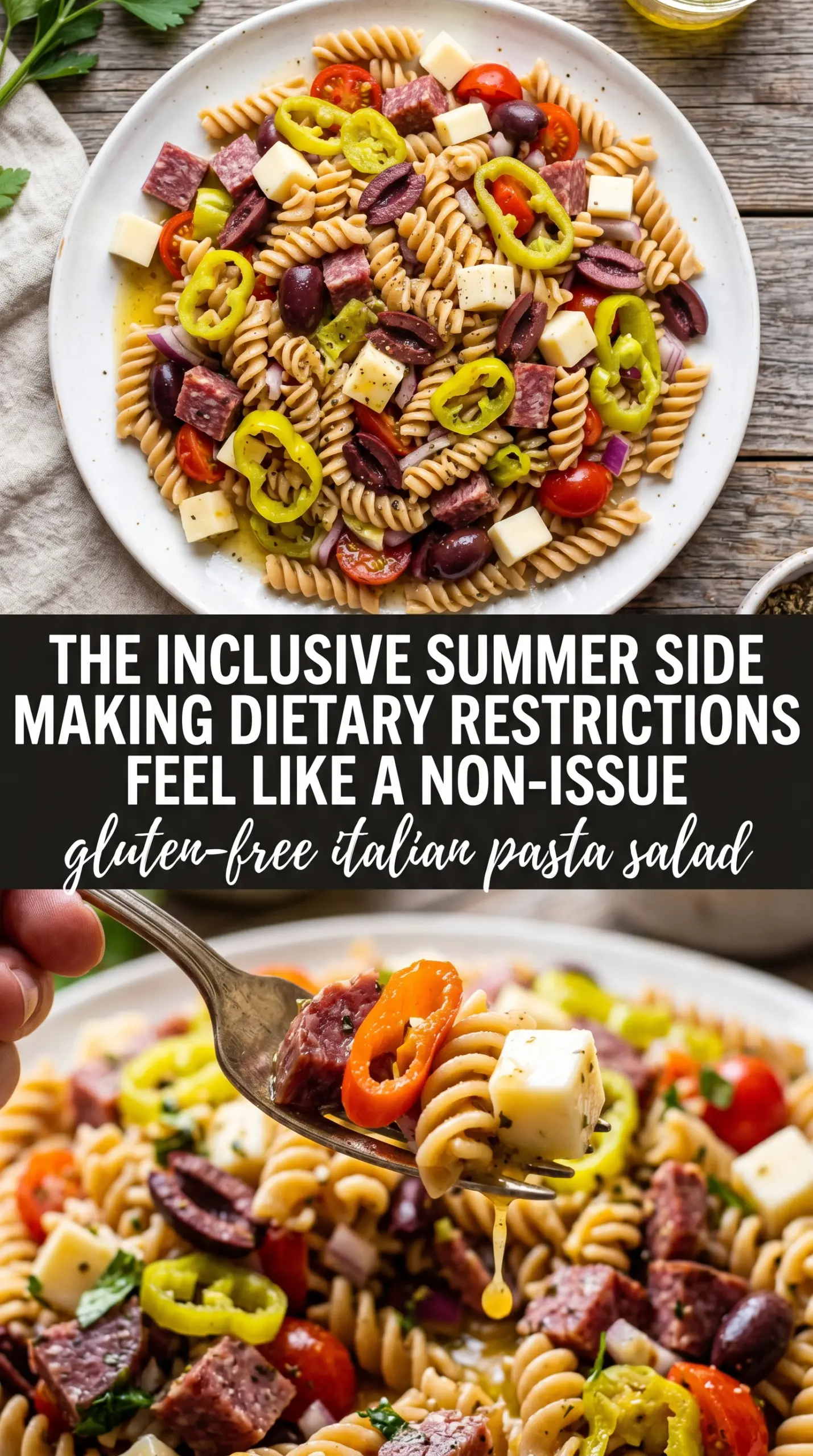 Gluten-free Italian pasta salad colorful crunchy