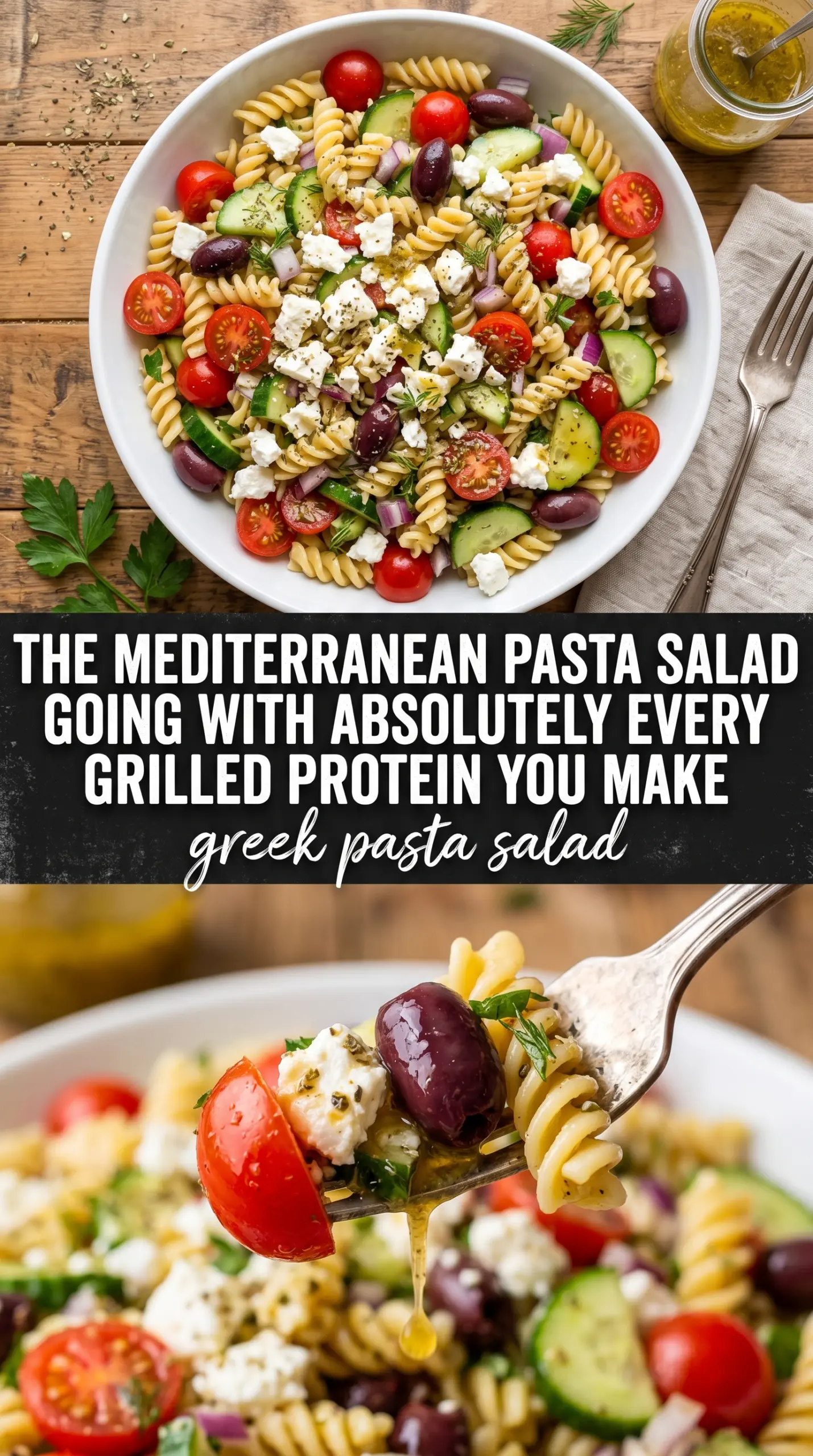 Greek Pasta Salad bright lemony feta