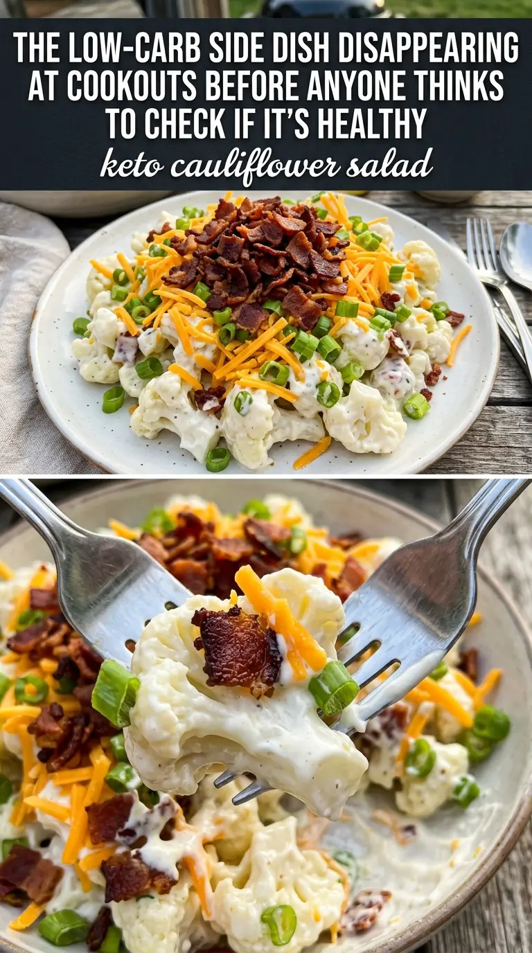 Keto Cauliflower Salad creamy crunchy savory