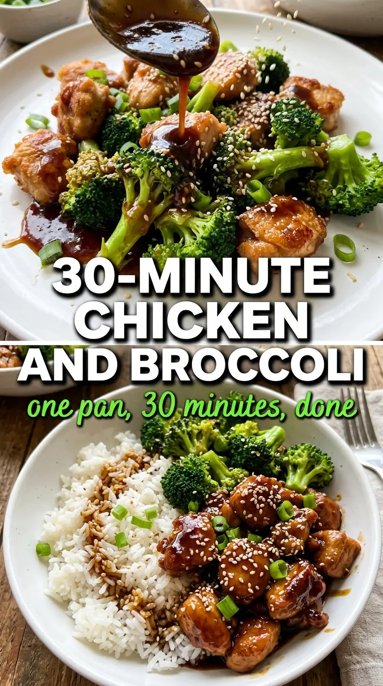 30-Minute Chicken and Broccoli glossy soy-garlic sauce tender