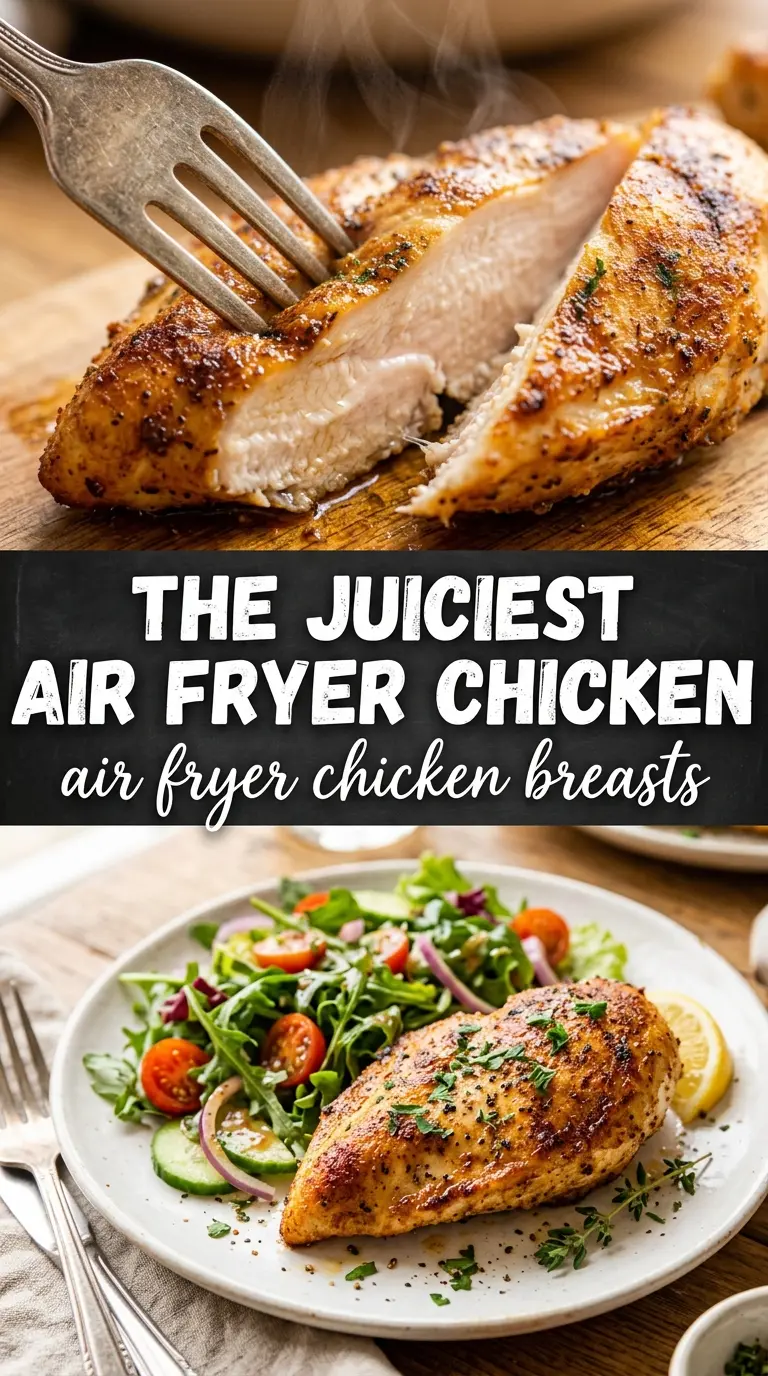 Air Fryer Chicken Breasts juicy golden-brown