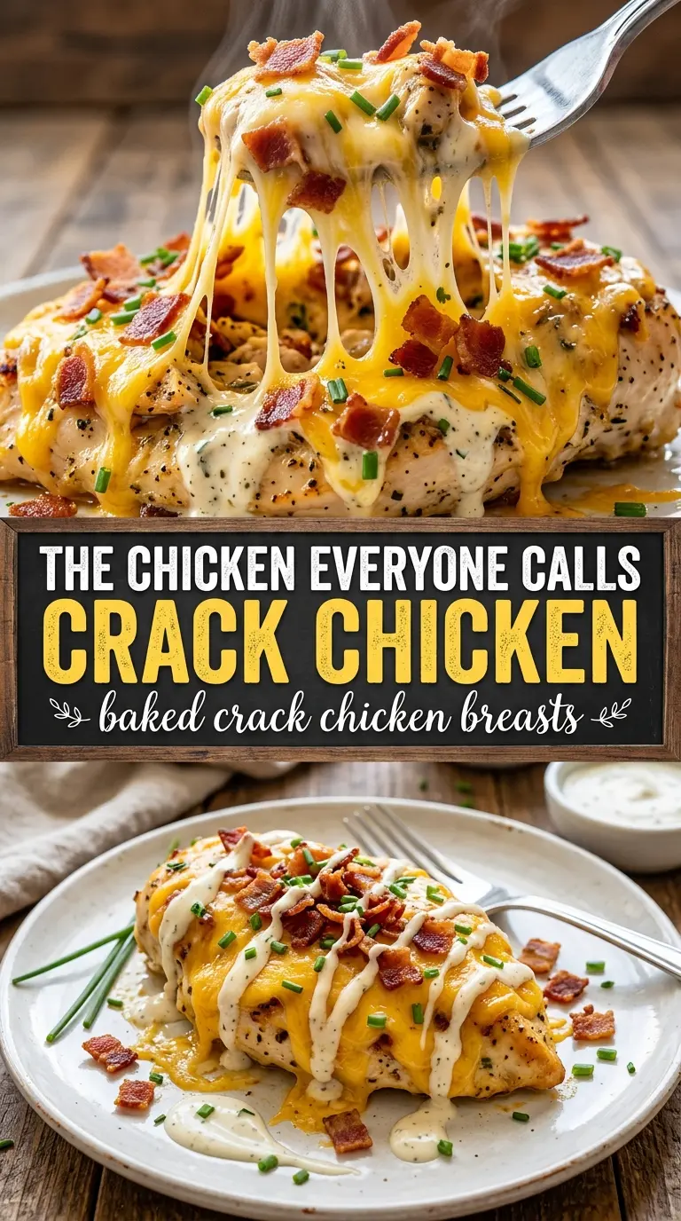 Baked crack chicken breasts creamy ranch bacon cheddar