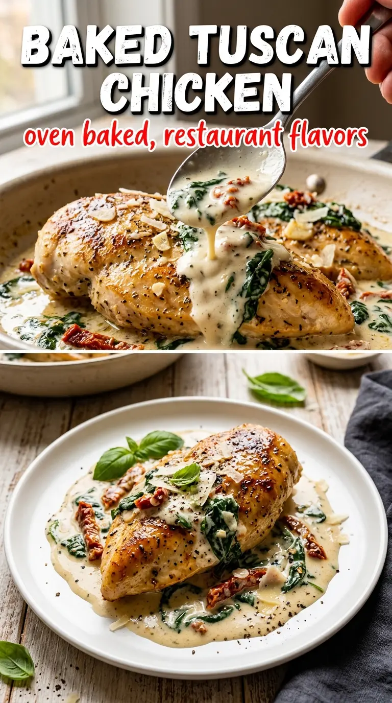 Baked Tuscan Chicken sun-dried tomato Parmesan