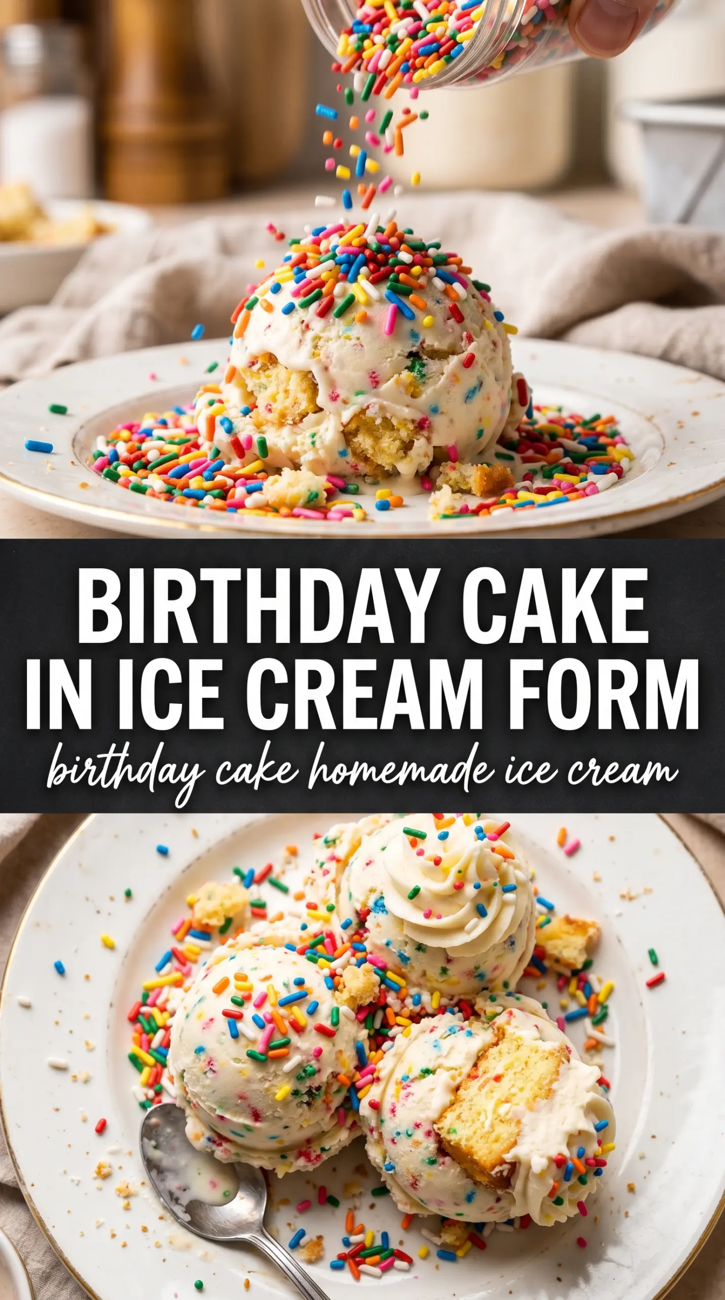 Birthday Cake Homemade Ice Cream creamy sprinkle-studded vanilla