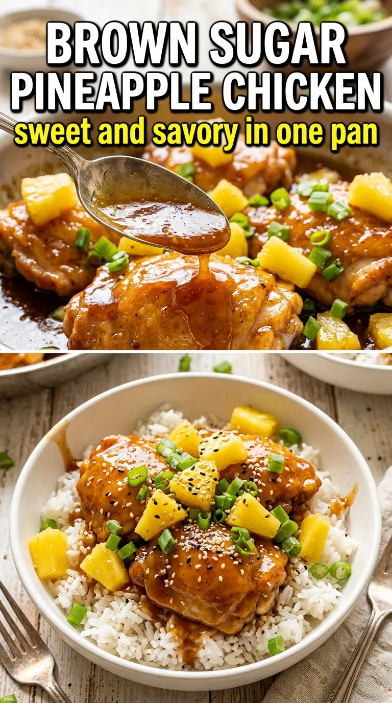 Brown Sugar Pineapple Chicken sticky glazed skillet