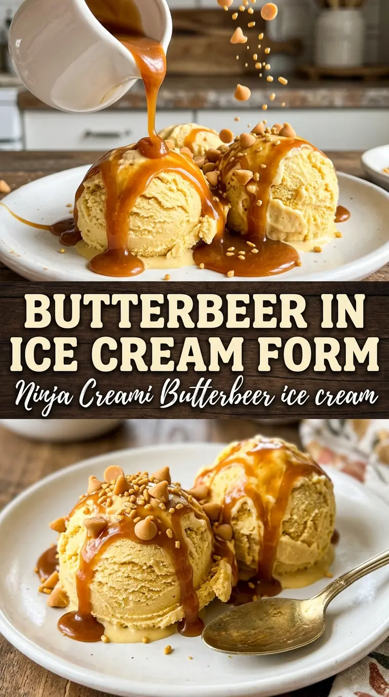 Butterbeer Ice Cream in the Ninja Creami creamy butterscotch dessert
