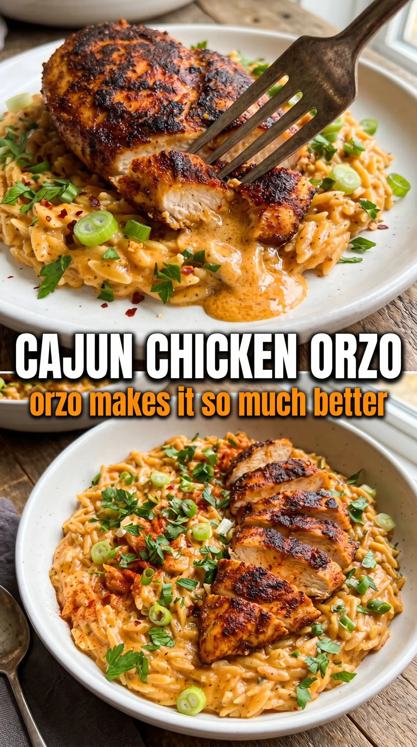Cajun Chicken Orzo creamy blackened one-pan