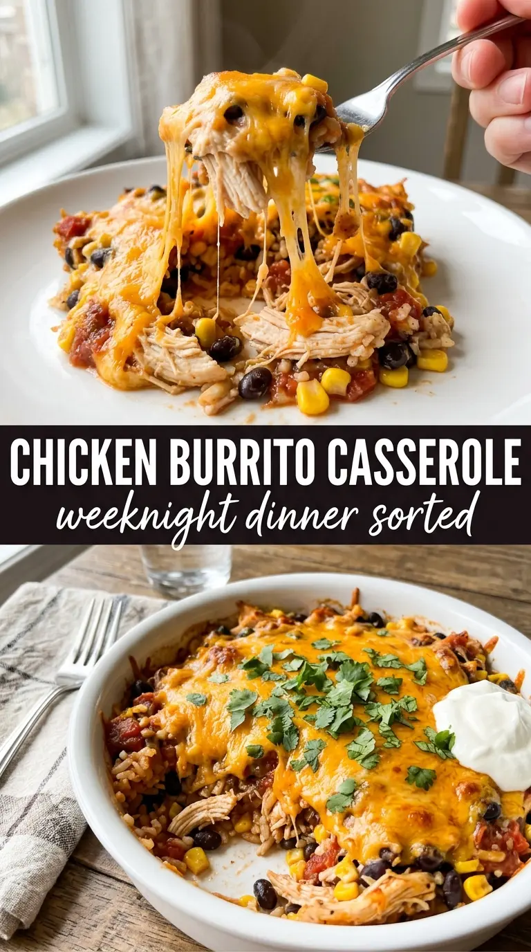 Chicken Burrito Casserole cheesy Tex-Mex layers