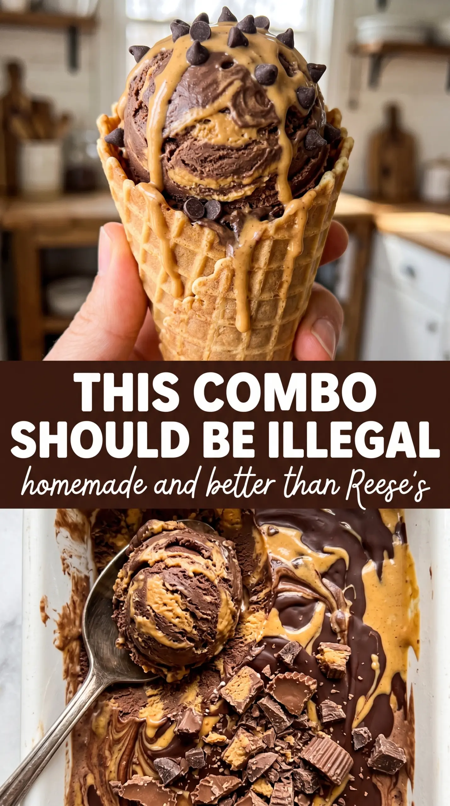 Chocolate Peanut Butter Ice Cream with creamy swirls