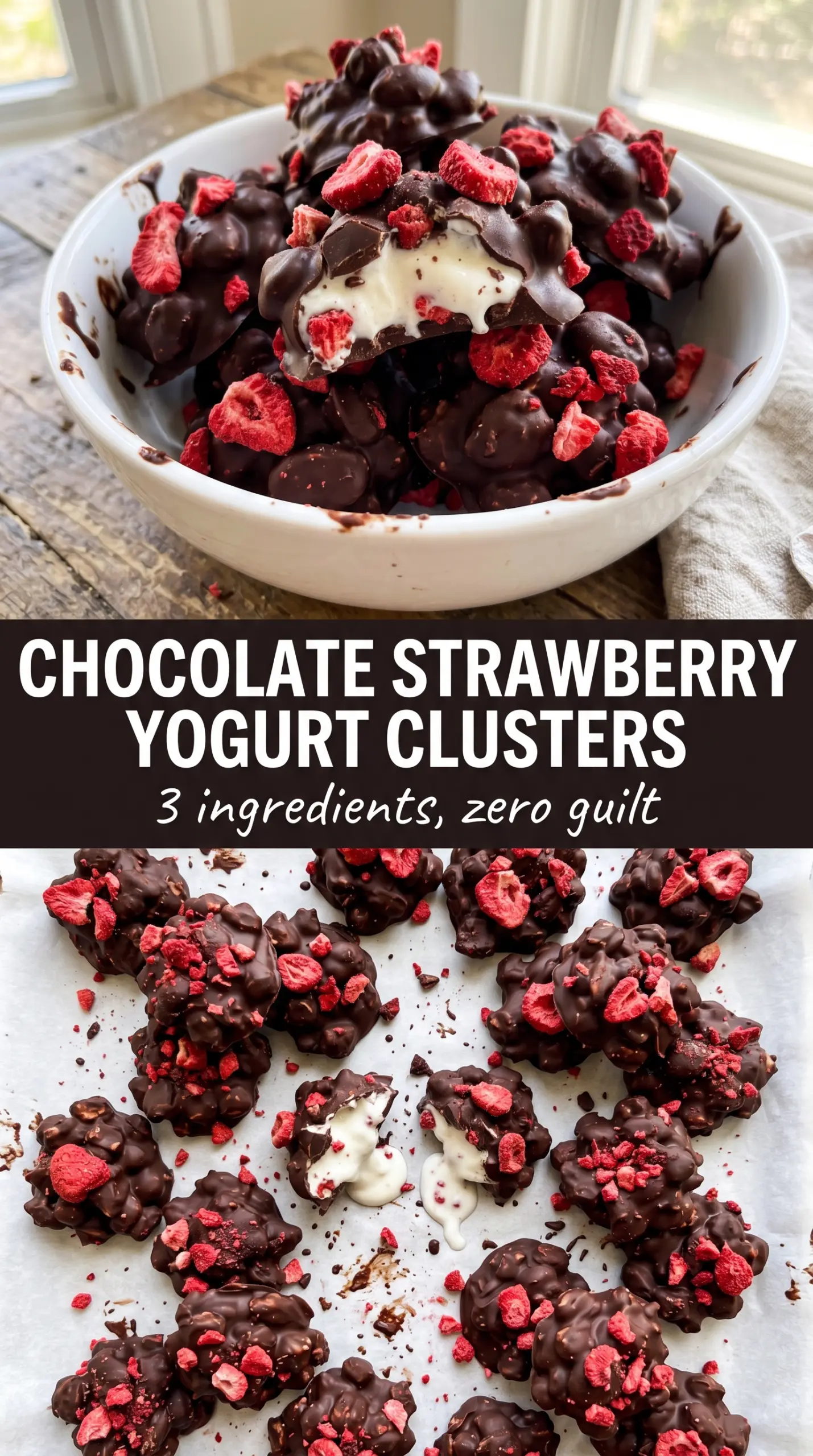 Chocolate Strawberry Yogurt Clusters creamy strawberry chocolate