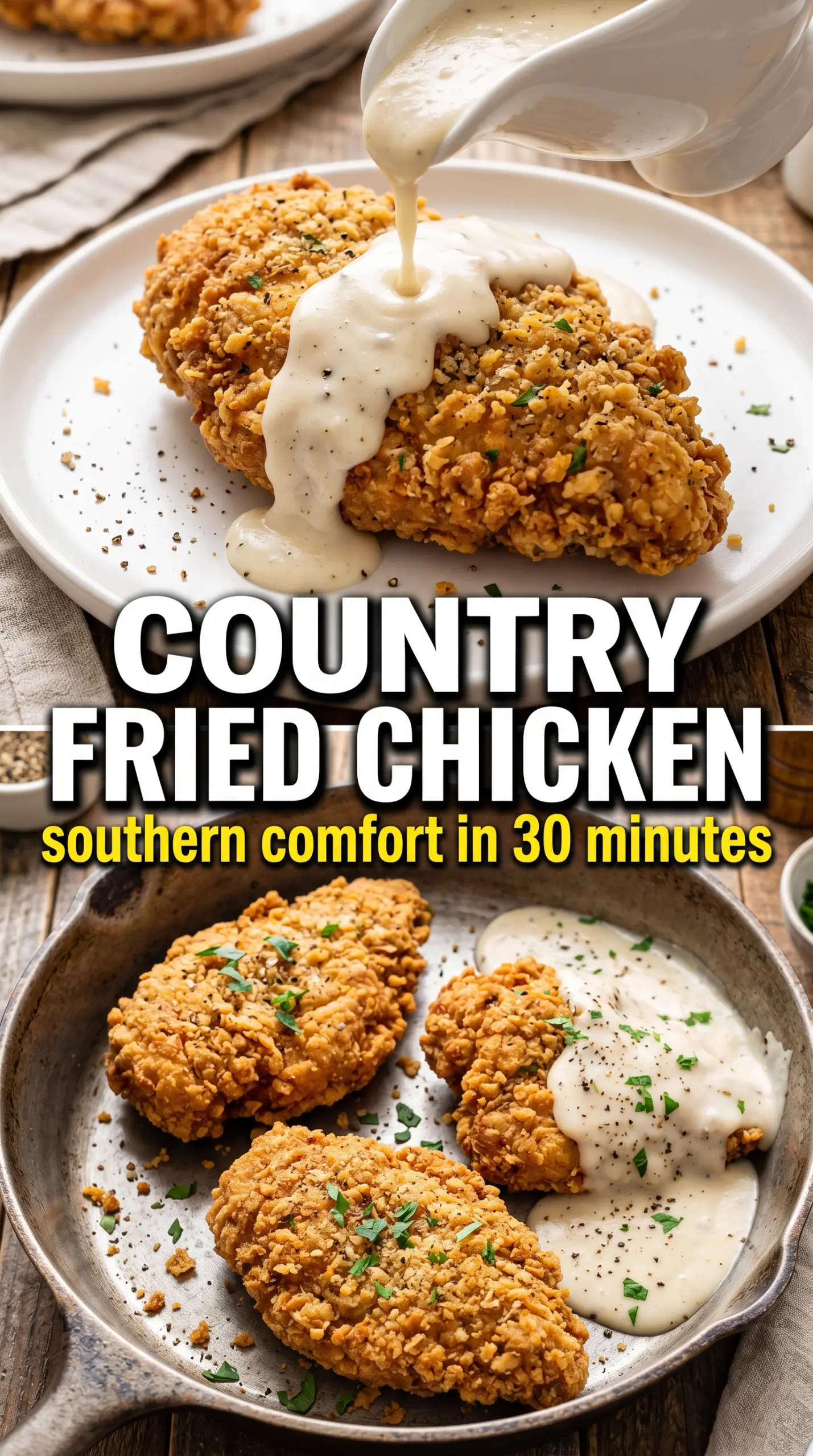 Country Fried Chicken crispy golden, white gravy