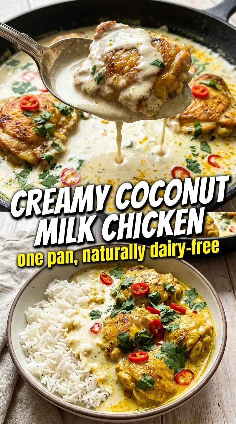 Creamy Coconut Milk Chicken golden coconut sauce, ginger garlic, cilantro