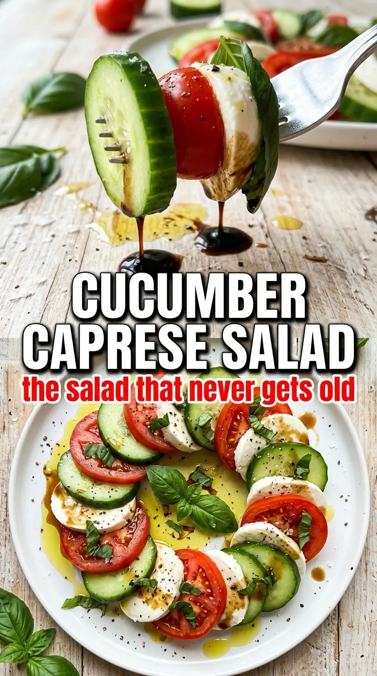 Cucumber Caprese Salad crisp tomatoes creamy mozzarella
