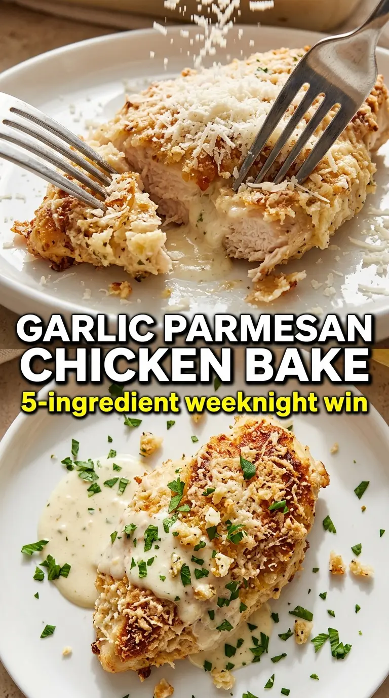 Garlic Parmesan Chicken Bake golden crust, cheesy, savory
