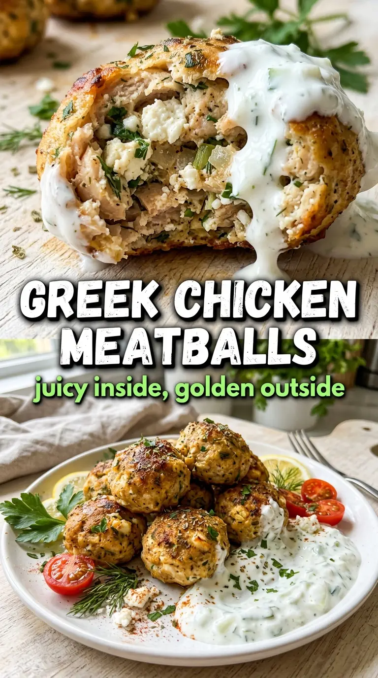 Greek chicken meatballs golden herbed