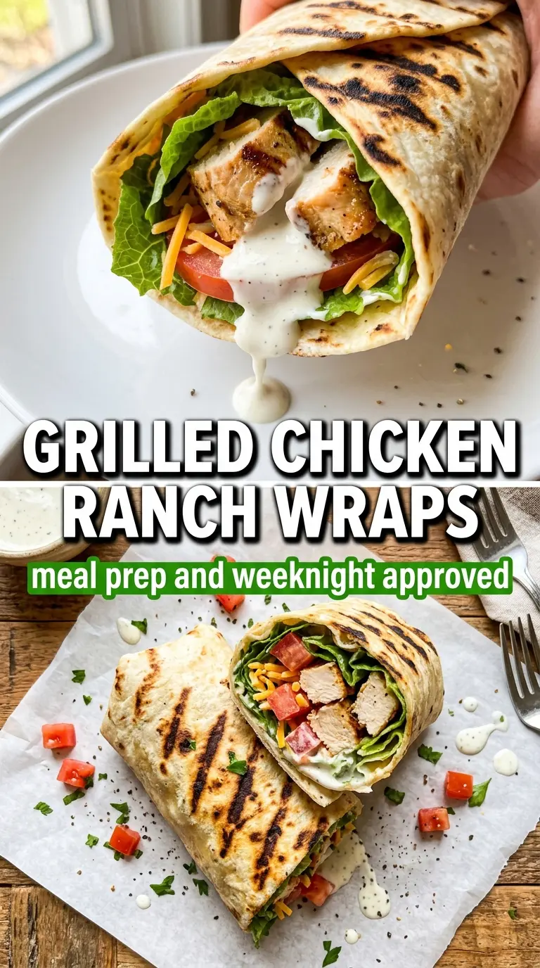 Grilled Chicken Ranch Wraps with smoky chicken, crisp lettuce, and creamy ranch