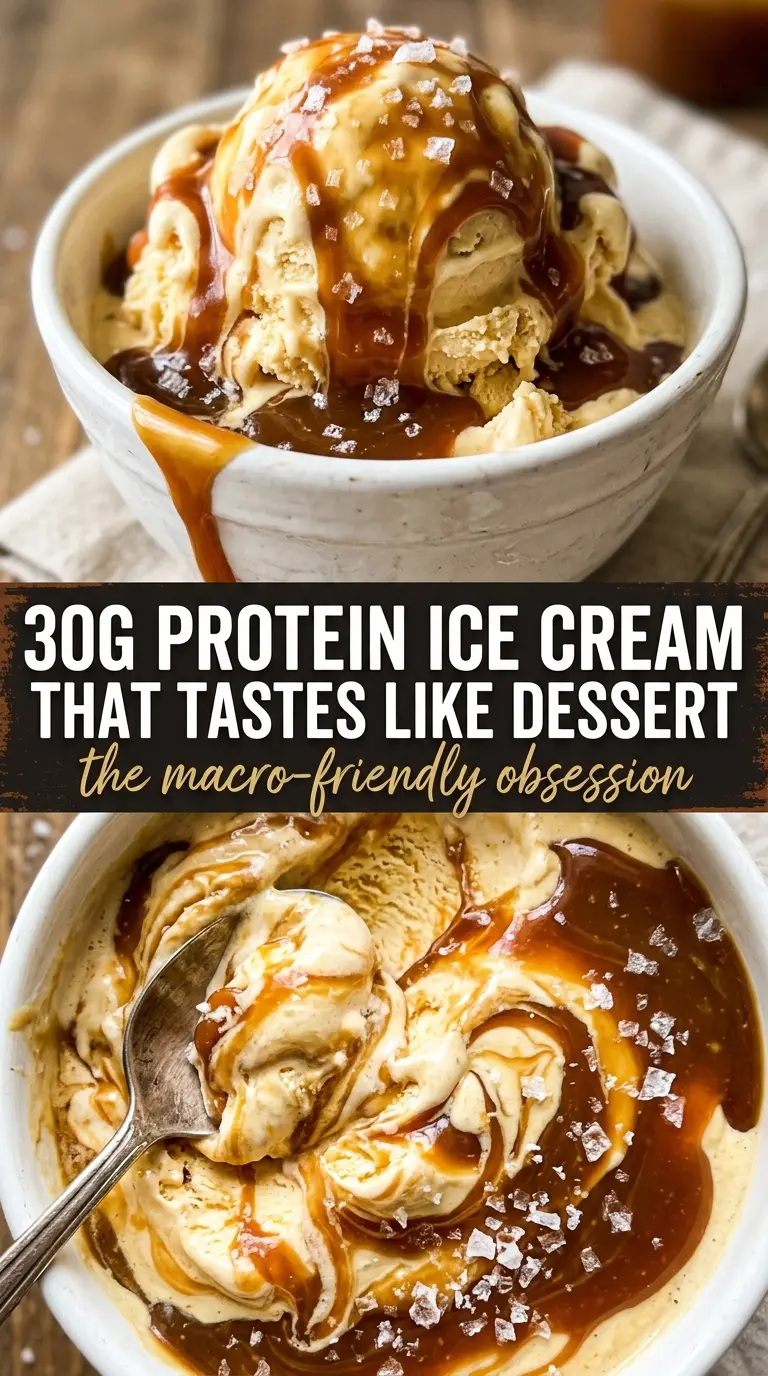 High-Protein Salted Caramel Cottage Cheese Ice Cream creamy caramel