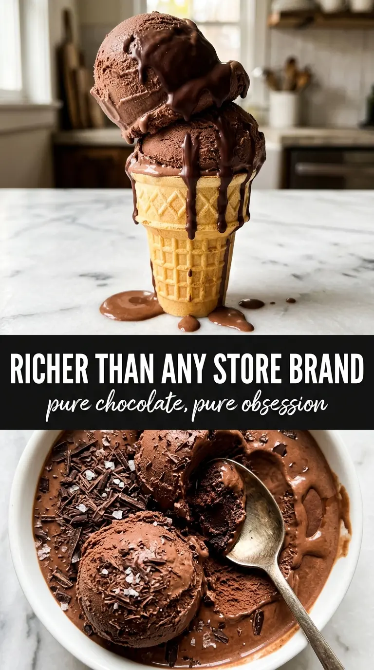 Homemade Chocolate Ice Cream dark fudgy creamy