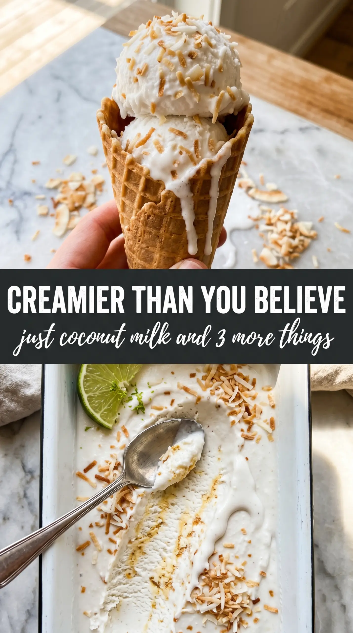Homemade Coconut Ice Cream creamy toasted coconut