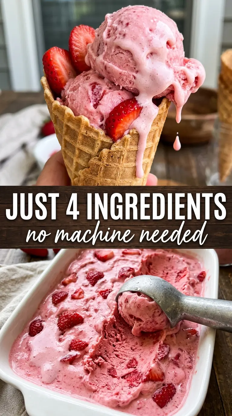 Homemade Strawberry Ice Cream creamy berry